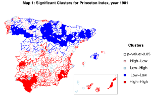 Map 1. Significant clustrs for Princeton index, 1981
